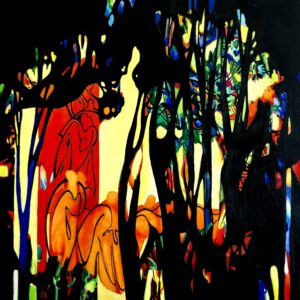 Behind the trees